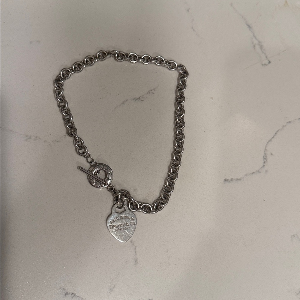 Tiffany & Co. Silver Heart and Key Necklace